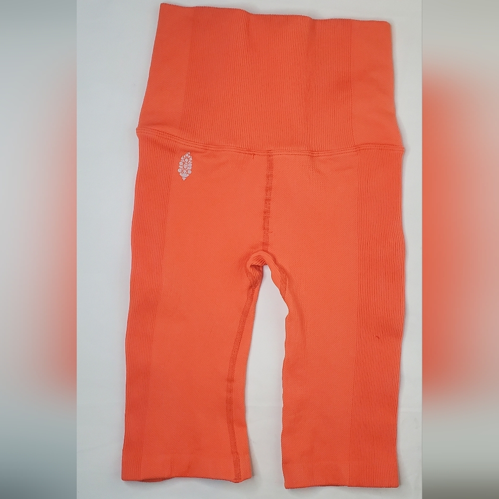 Free People -size M FP Movement Zip At Front Biker Shorts Bright Orange